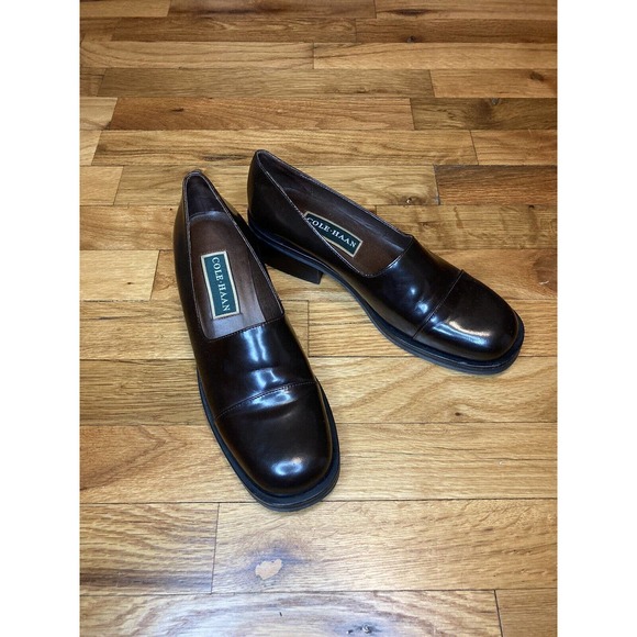 Cole Haan Womens Block Heel Round Toe Pumps Brown Leather Size 8 AA - Picture 1 of 7